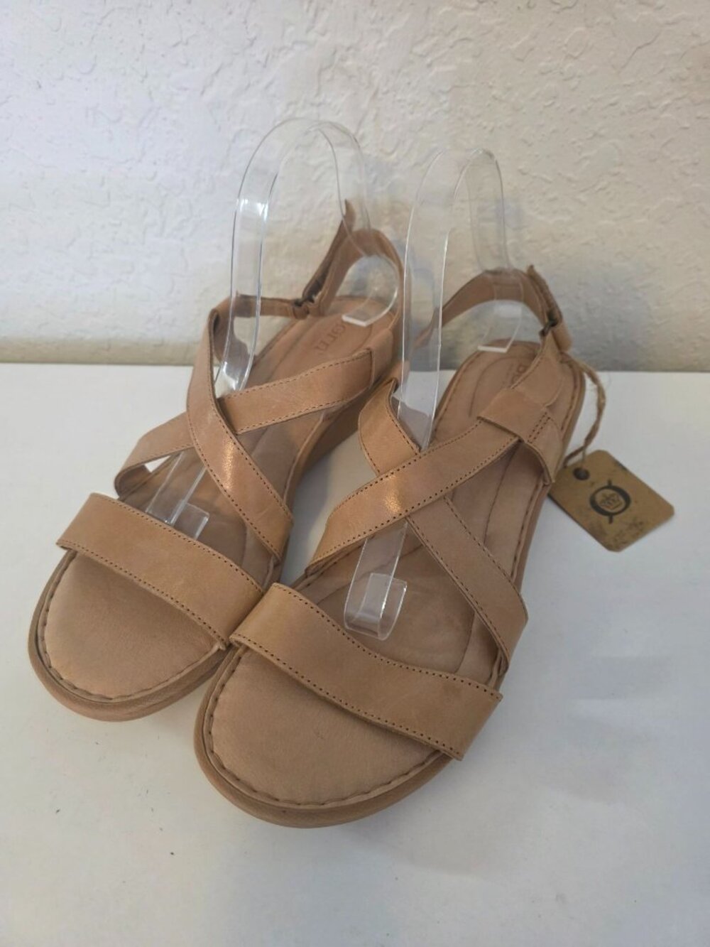 Born Idella Tan Comfort Wedge Slingback Sandals size 11 NEW